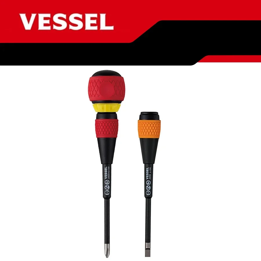 VESSEL 2 Pcs Ball Ratchet Grip Screwdriver Set Hand Tools Suitable For Precision Screwdriver Set And Slotted Screws  2200BS-1