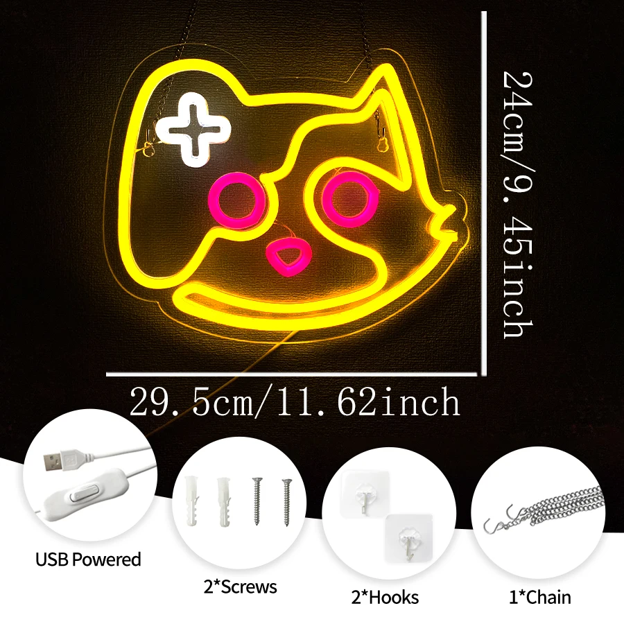 Game Controller Neon Sign For Wall Decor,Led Neon Light For Game Room Decor,Man Cave,Bedroom,Recreation Room,Bar,Party,Club