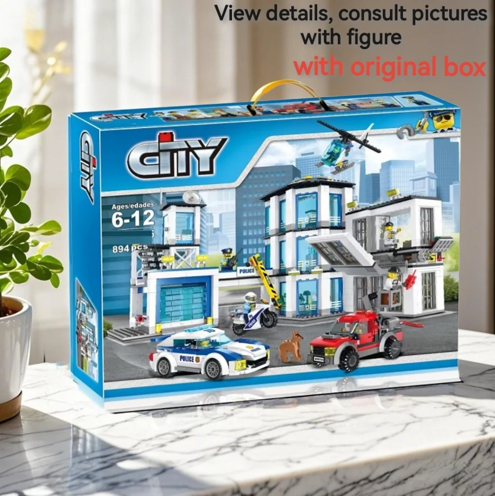 

С оригинальной коробкой, городская полицейская команда, строительные блоки 60141, тюремные фигурки, кирпичи, развивающие игрушки, подарок для детей, мальчиков