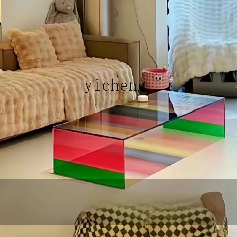 Rainbow Coffee Table Living Room Internet Celebrity Furniture Glass Bay Window Tatami Tea Table-D21