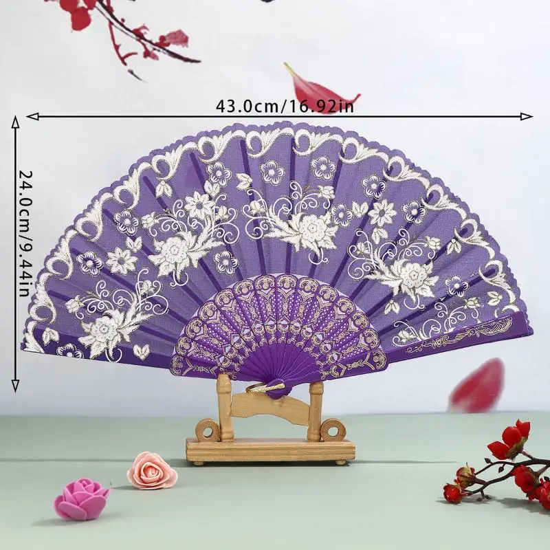Chinese Style Folding Fan Vintage Art Handmade Bamboo for Women Dance Performance Costume Accessory Gift