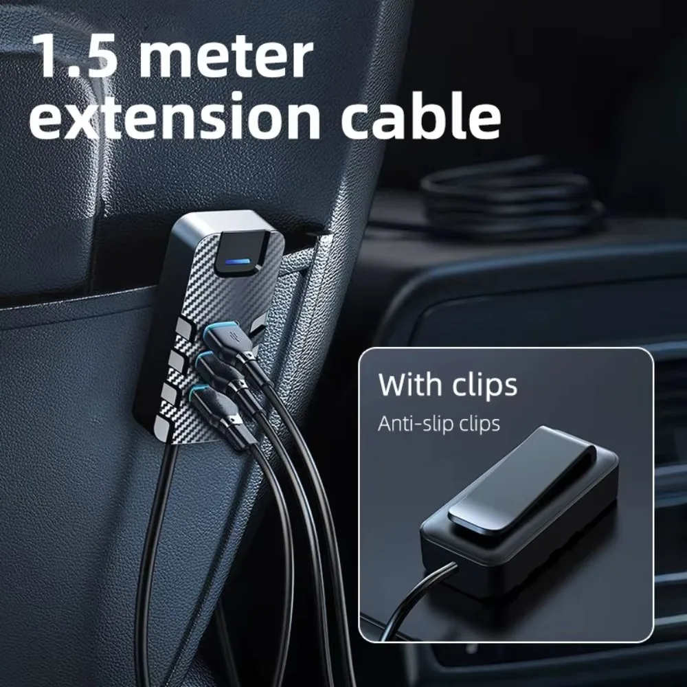 

High Quality 6 Port Output Car Rear Charger Socket Adapter 66W USB Car Charger 5 in1 USB Super Fast Charging Car