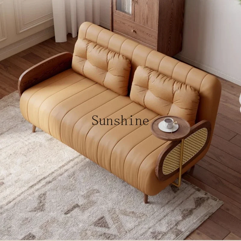 

Dual-purpose small apartment living room multi-functional leather folding sofa bed