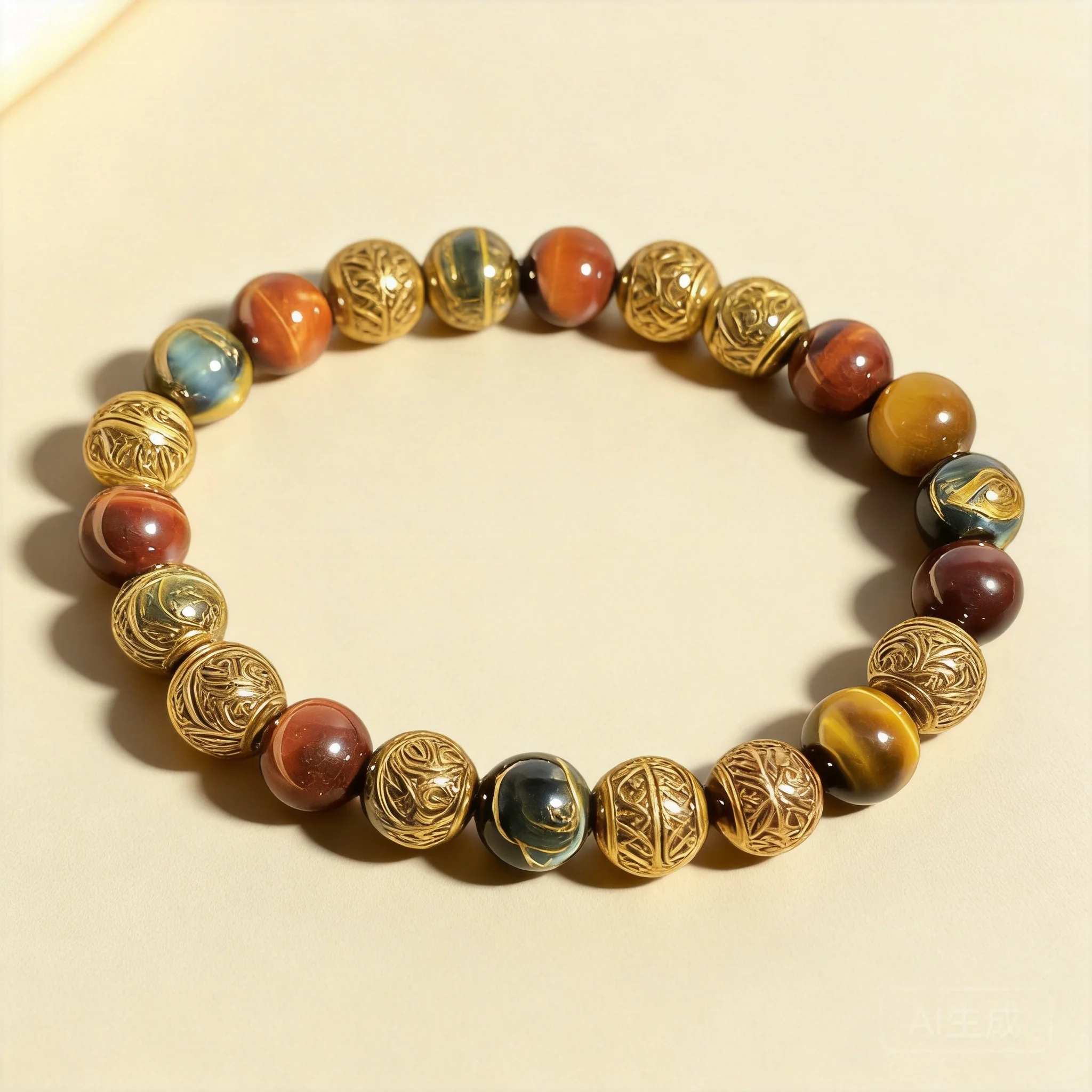 Chinese Style Lucky 8mm Colorful Tiger Eye Stone Bracelet Wealth Attracting Feng Shui Fortune Protection Jewelry For Men Women