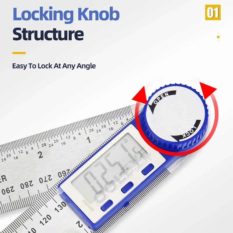 Electronic Angle Meter 360 Degree Protractor Digital Goniometer Carpentry Tools Angle Finder Multifunctional Metal Square Ruler