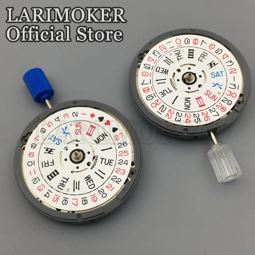 

LARIMOKER NH36 24 JewelS Automatic Movement White Disc Black Red Date 3.0 Crown Day Week NH36 Self-winding Automatic Movement