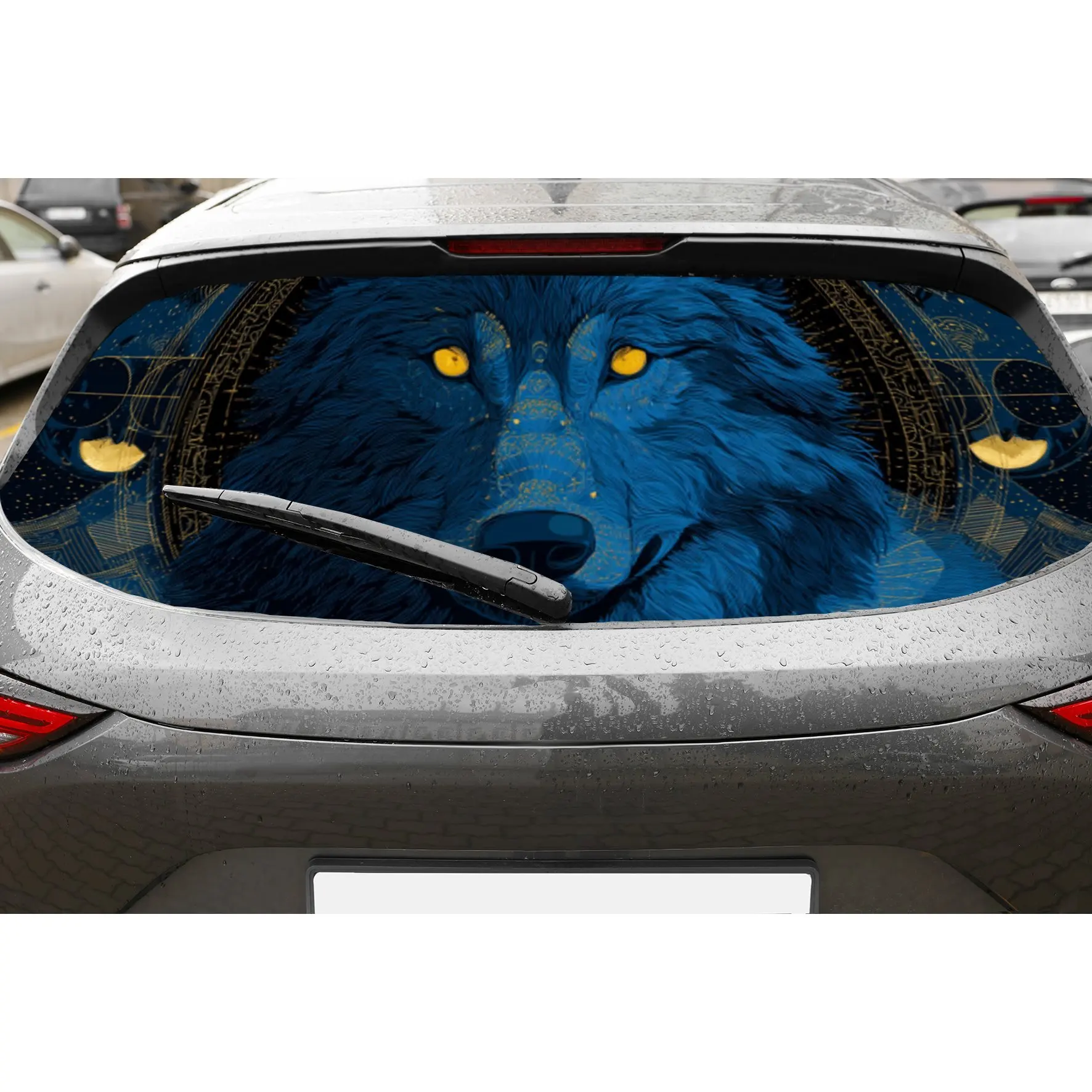 

Темно-синий волк, виниловая наклейка на заднее окно автомобиля, модная автонаклейка, водонепроницаемая самоклеящаяся и устойчивая к царапинам Auto Exterio