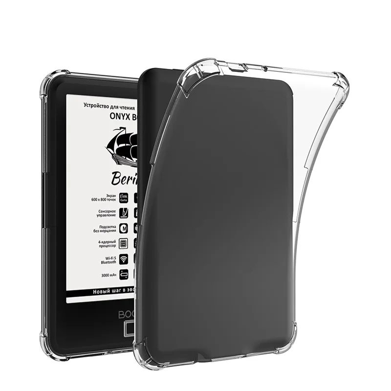 

Чехол Funda для Onyx Boox Faust 6 5 4 3 2, чехол для электронной книги 6 дюймов, прозрачная задняя крышка из ТПУ с 4 противоударными подушками безопасности