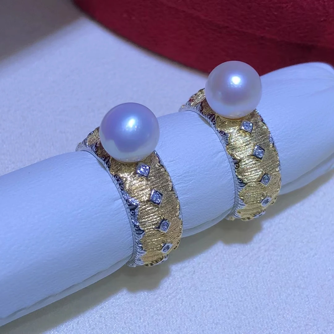 Gorgeous 925 Sterling Silver Adjustable Ring Mount Settings Findings Mountings Accessory Parts for 8-9mm Pearls 5pcs/lot