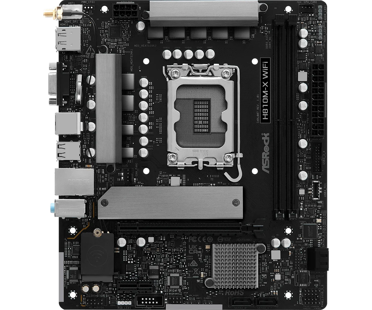 ASROCK H810M-X WIFI Motherboard Intel H810 2xDDR5 128GB M.2 Micro ATX Support Ultra 9-285 5-245K 5-225F 9-285 CPU
