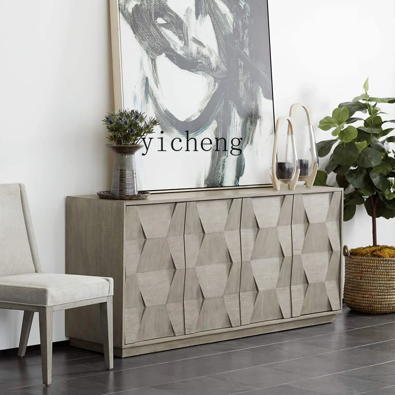 

Solid Wood Foyer Entrance Cabinet Vintage Distressed Sideboard Cabinet Living Room Storage Floor Cabinet