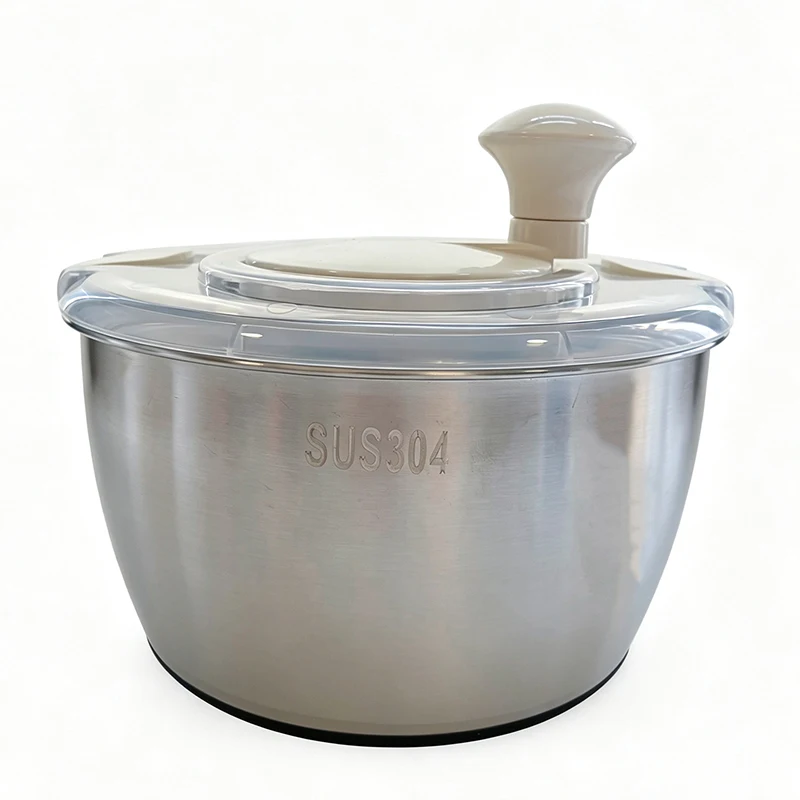 Stainless Steel Salad Spinner Drainer Spin Dryer Washer Dehydrator Dewatering Washing Machine Fruit Vegetable Cleaner Tool