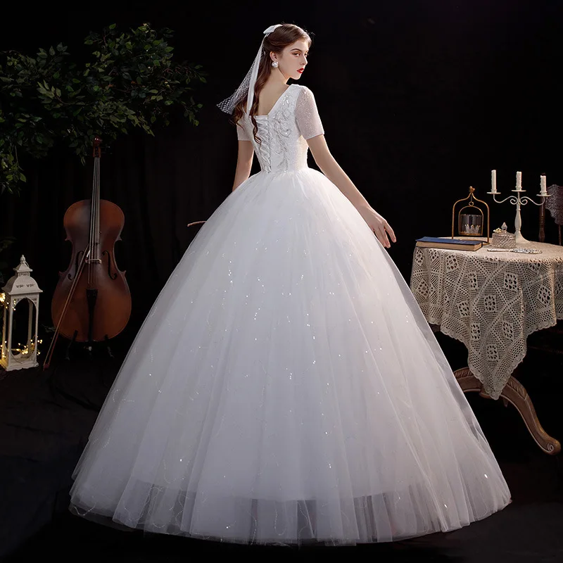 HMHS-98#Wholesale Of White V-neck Wedding Dresses By Manufacturers French Minimalist And Slimming Bride Wedding Dresses Wholesal