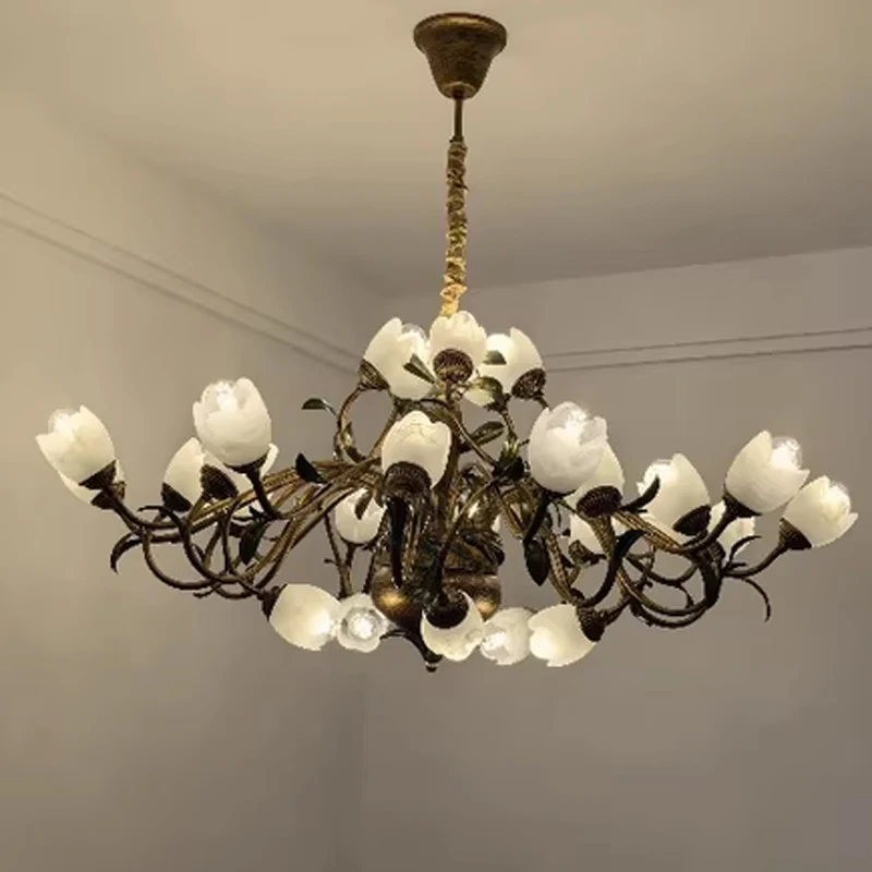 

Modern Flower LED Chandelier Living Room Restaurant Glass Hanging Lamps Creative Bedroom Dining Room Pendant Lighting Fixtures