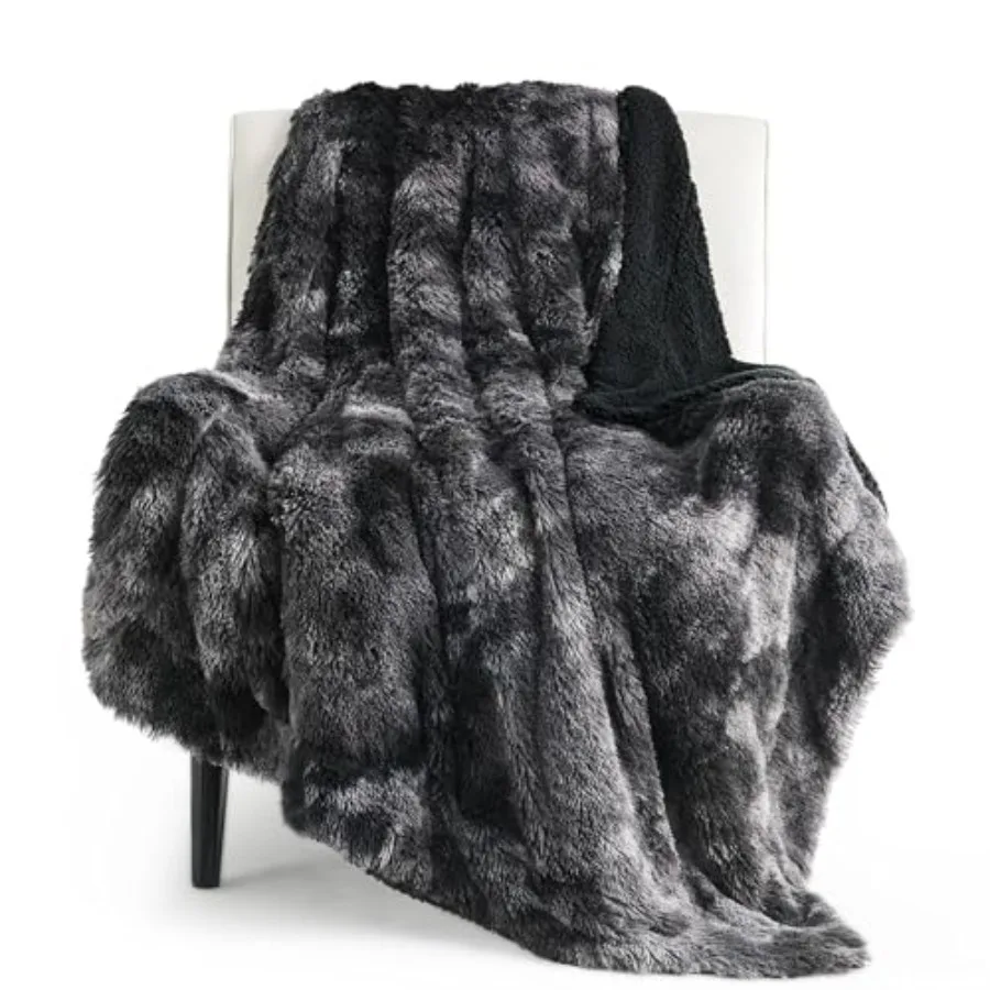 

GentleSoft Fuzzy Sherpa Faux Fur Twin Blanket Tie Dye Black Cozy Gifts for Boys Girls Soft Fleece Plush Warm Thick Blanket Twin
