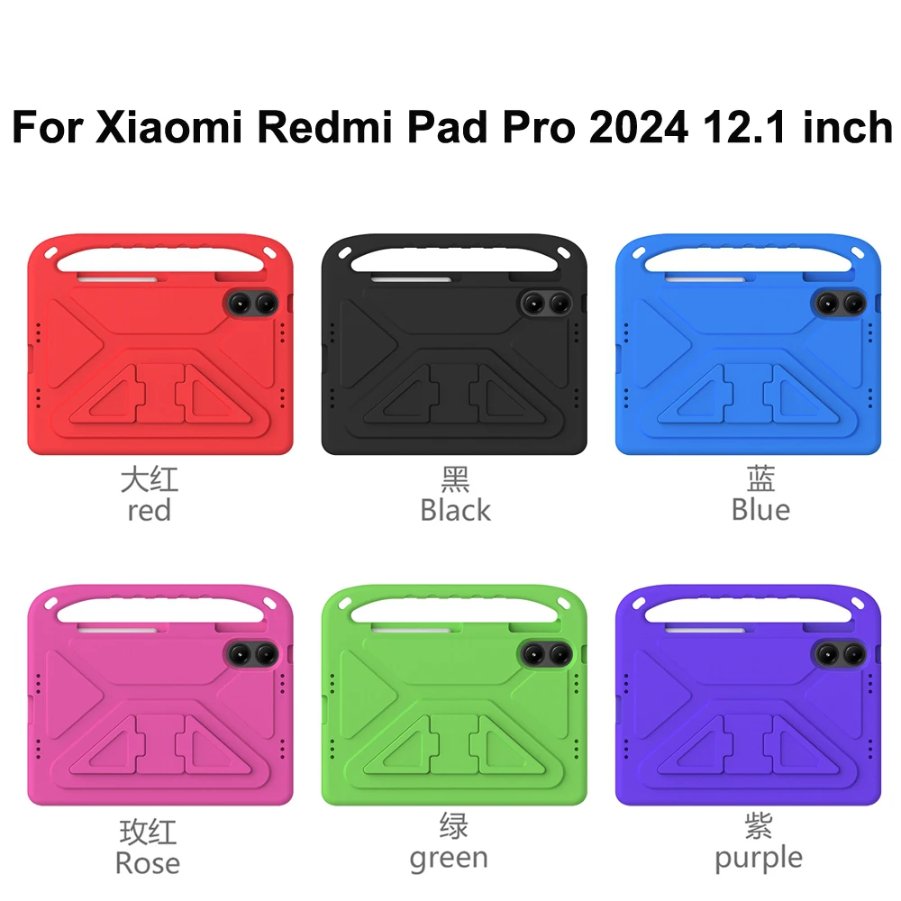 EVA Portable Shockproof Kids Safe Handle Stand Tablet Cover For Xiaomi Redmi Pad Pro 2024 5G 12.1 inch Case ﻿