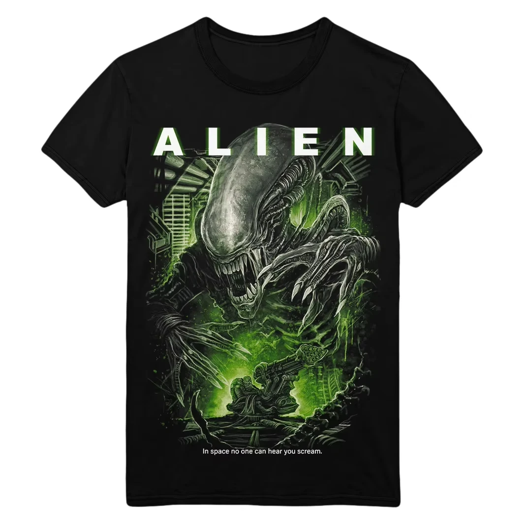 2026 Summer T-shirt Neutral Summer Xenomorph Sci Fi Horror Short Sleeve Super Street Headwear Loose Edition Movie Fans