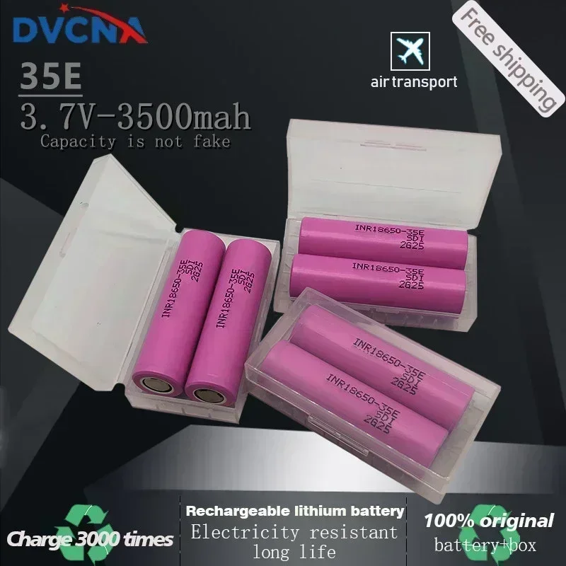 100% original 18650 3500mah 20th discharge inr18650 35e 3500mah 18650 3.7v li ion rechargeable battery