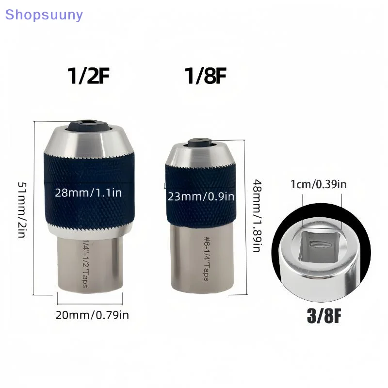 [SU]1Pcs Tap Socket 1/2 1/8 Square Tap Sockets Adapter M3-M12 Adjustable Ratchet Wrench Power Tool For Reamers Screw Extractors