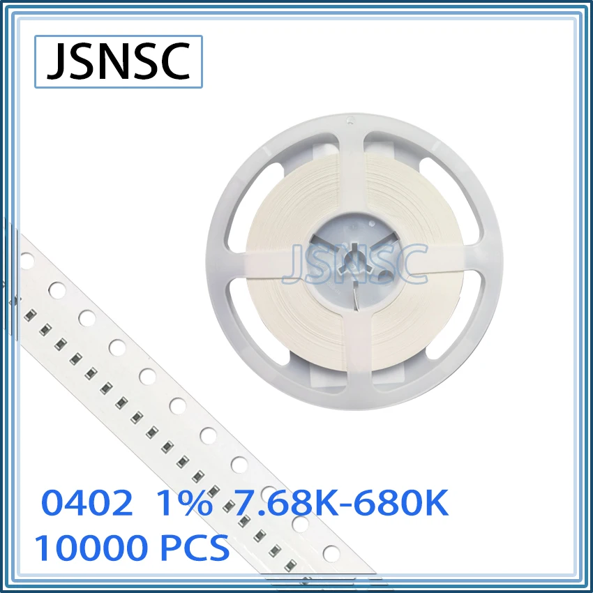 JSNSC 0402 F 1% 10000pcs 7.68K-680K CHIP smd 1005 resistor 10K 15K 18K 20K 22K 24K 27K 30K 47K 51K 56K 62K 68K 75K 82K 91K 100K