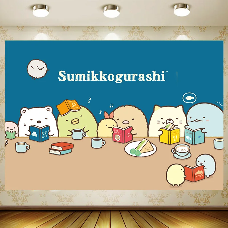 Sumikko Gurashi гер tło artykuły urodzinowe dziewczyna chłopiec baner imprezowy dziecko kreskówka dekoracja tło fotografia Baby shower
