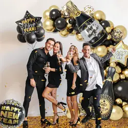 116Pcs Happy New Year 2026 round and star Balloon  New Year's Eve Countdown Party Gala Celebration Balloon Party Decoration