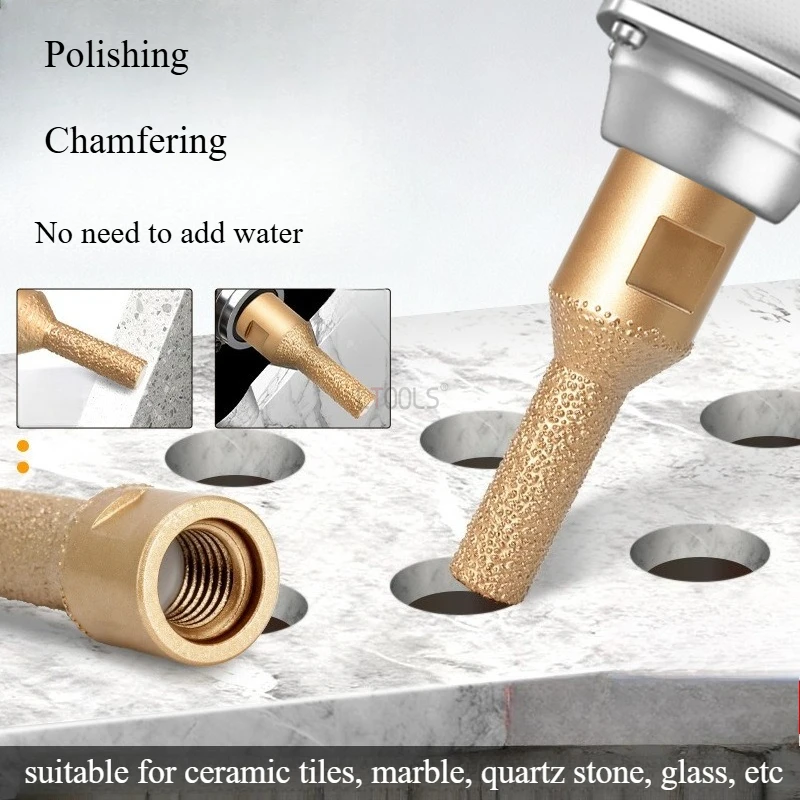 

6/8/10/12/14/16mm Dry-drill Bit Marble Stone Drilling and Grinding Chamfering Angle Grinder Brill Bit Brazed Hole Opener Tool