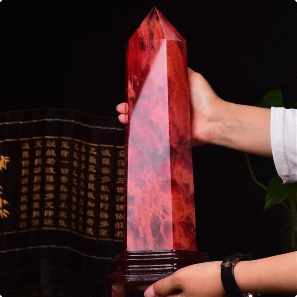 Large size Red Quartz Healing Ruby Big Crystal Jumbo Tower Point Wand Obelisk