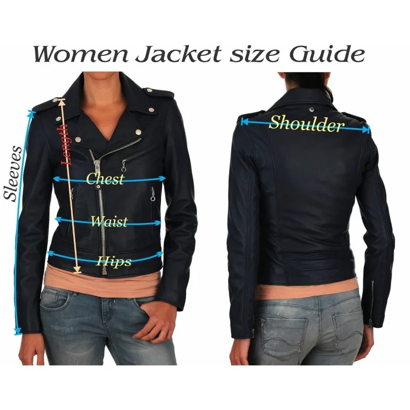 Women Leather Jacket 100% Lambskin Leather Biker Turquoise Blue Jacket European and American Fashion Trends