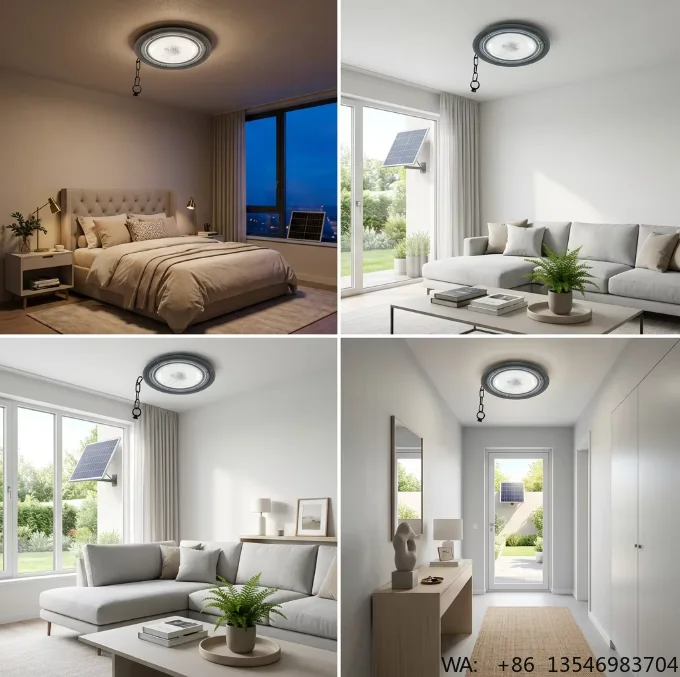 FREE LIGHT Waterproof Solar Ceiling Light with Remote Control Energy Saving LED Lamp for Home Indoor Lighting
