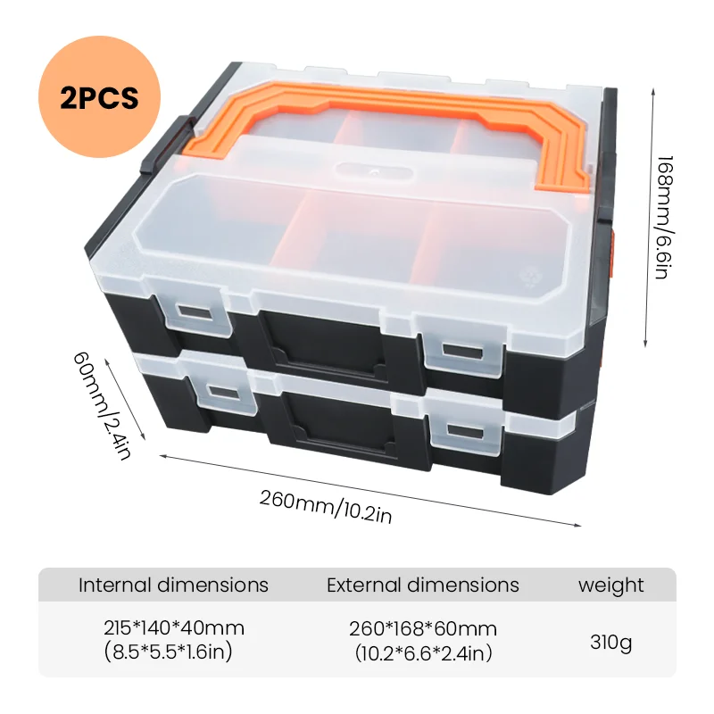 AIRAJ 2/3Layer Tool Storage Box Adjustable 8Grids Compartment Plastic Storage Box Screw Organizer 26*16.8*6cm Pill Hardware Tool