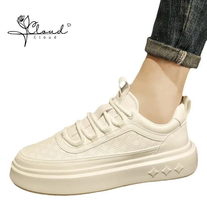 

Little 2024 New Summer Breathable Casual Board Men's Shoes White Anti Slip Thick Sole Versatile Sports Trendy Men Sneakers