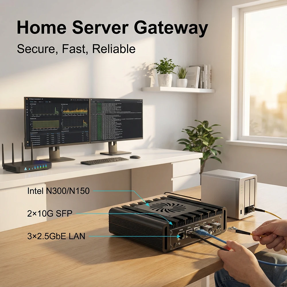 

Intel i3 N305 N150 DDR5 2x10G SFP+ Твердый брандмауэр Мини-ПК 3x2,5G i226-V Lans Lightning-fast Передача данных Безопасность Гибкость