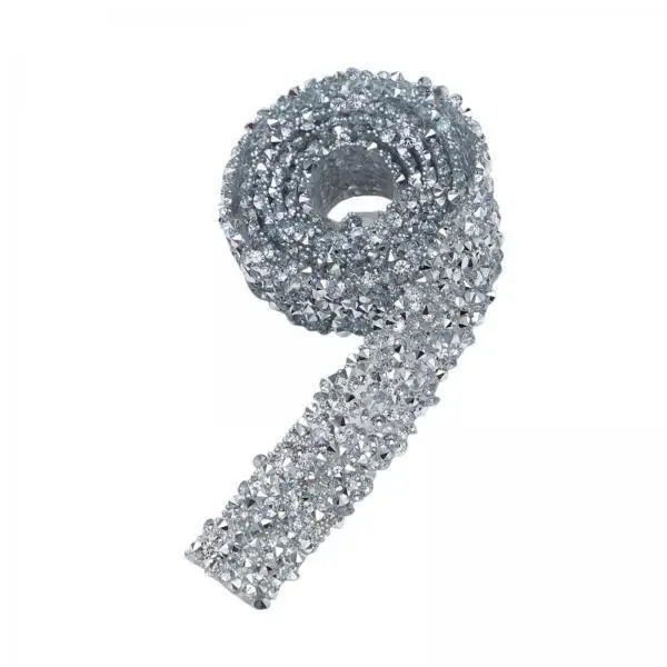 Self Adhesive Rhinestone Ribbon Trim Resin Glitter Strip Jewel Stickers for Wedding Party Events Home Decoration DIY