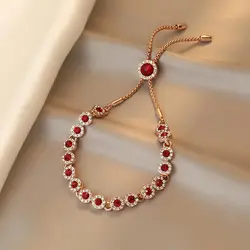 Best Sell Elegant Red Crystal Rose Gold Color Female Bracelet Jewelry For Women Valentine's Day Gifts