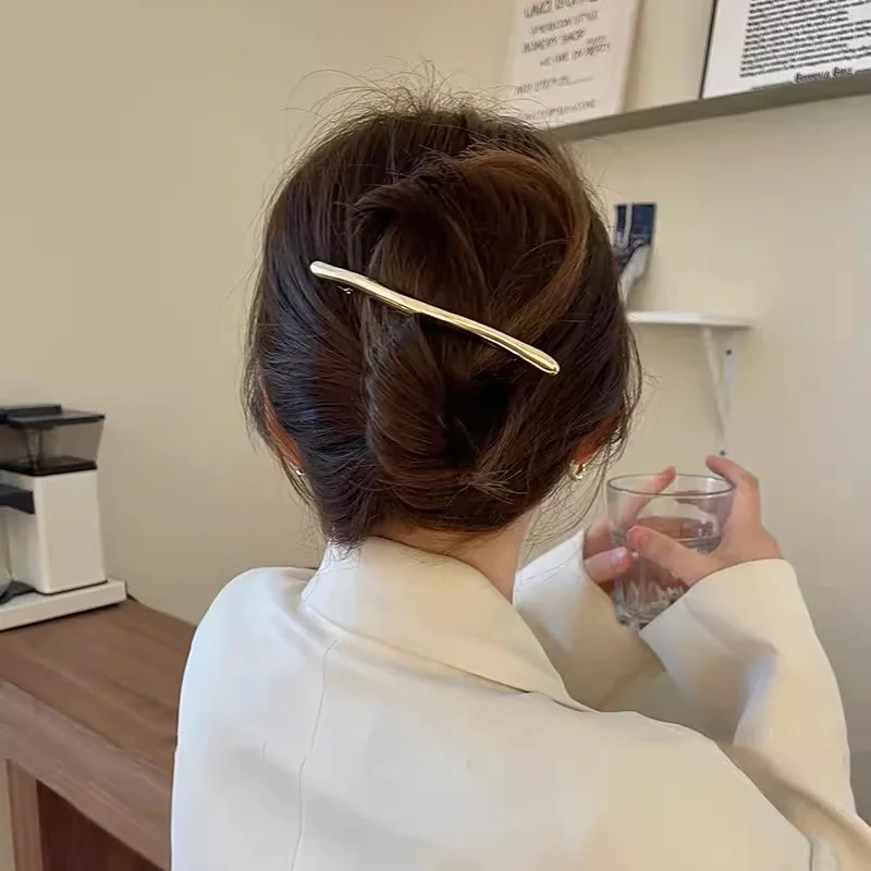 Women Hair Accessories Automatic Smooth Spring Clip Elegant French Barrette Back of the Head Simple Style Hair Clip