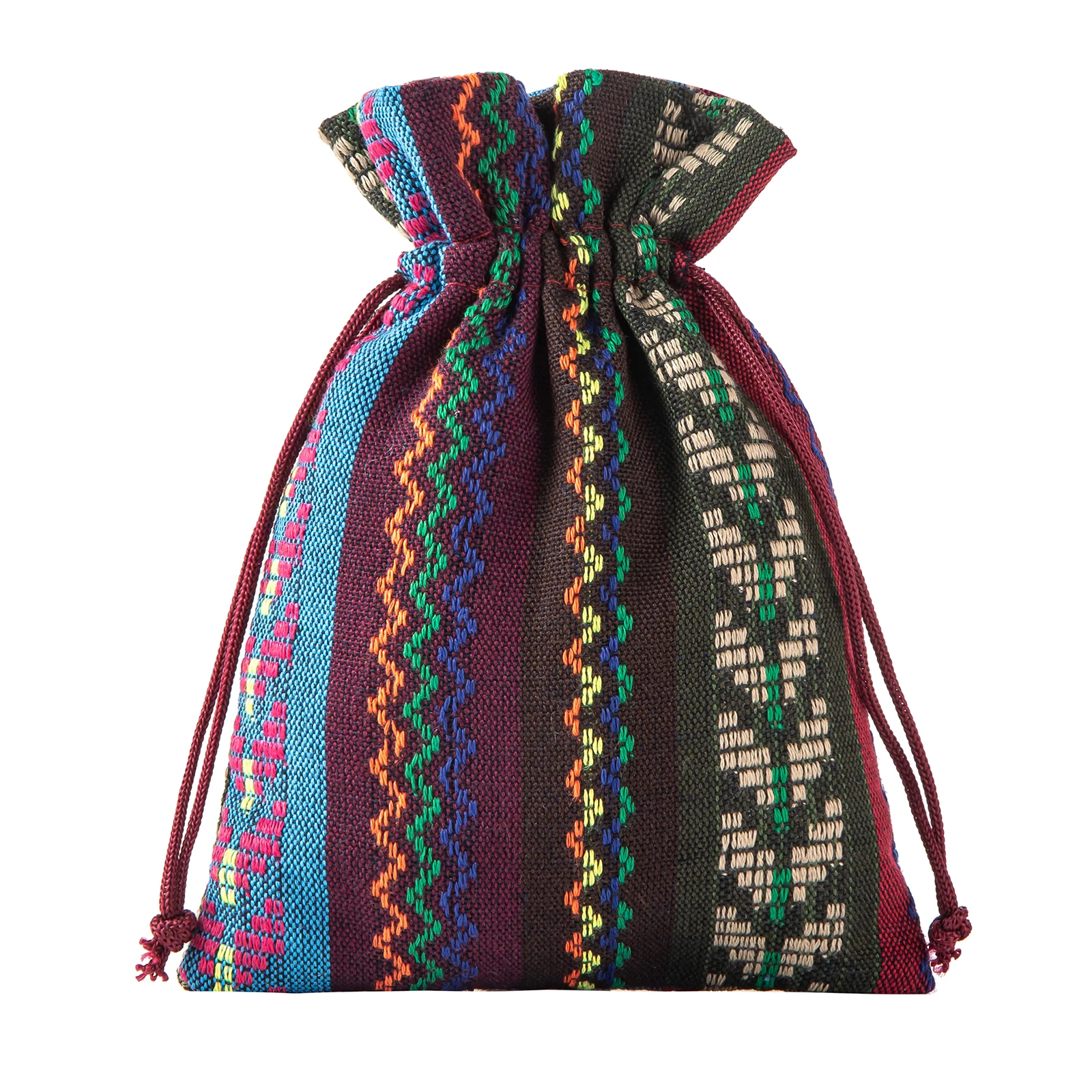 12PCS/48PCS, 8 Sizes, Ethnic Style Linen Gift Bags, Fabric Packaging Bag, Suitable For Weddings, Christmas, Grocery and Hotel
