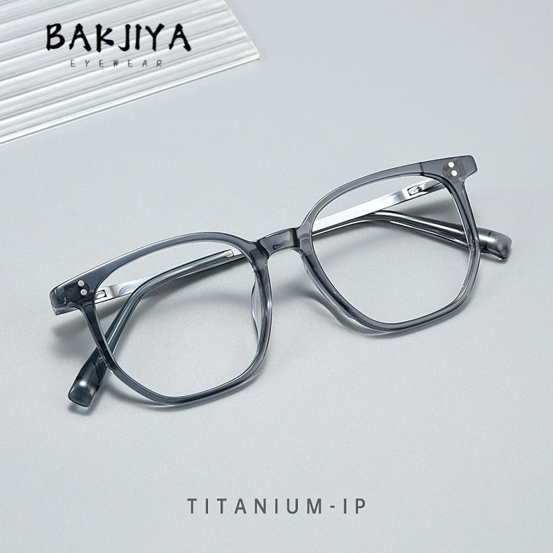 

New Trend Oversized Acetate Titanium Glasses Frame Designer Retro Polygonal Large Faces Men and Women Prescription Eye Glasses