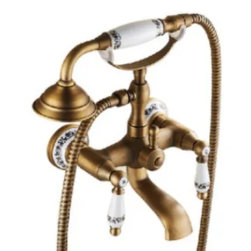 European American Copper Antique Simple Rain Shower Set Concealed Shower Mixing Valve Extended Tube