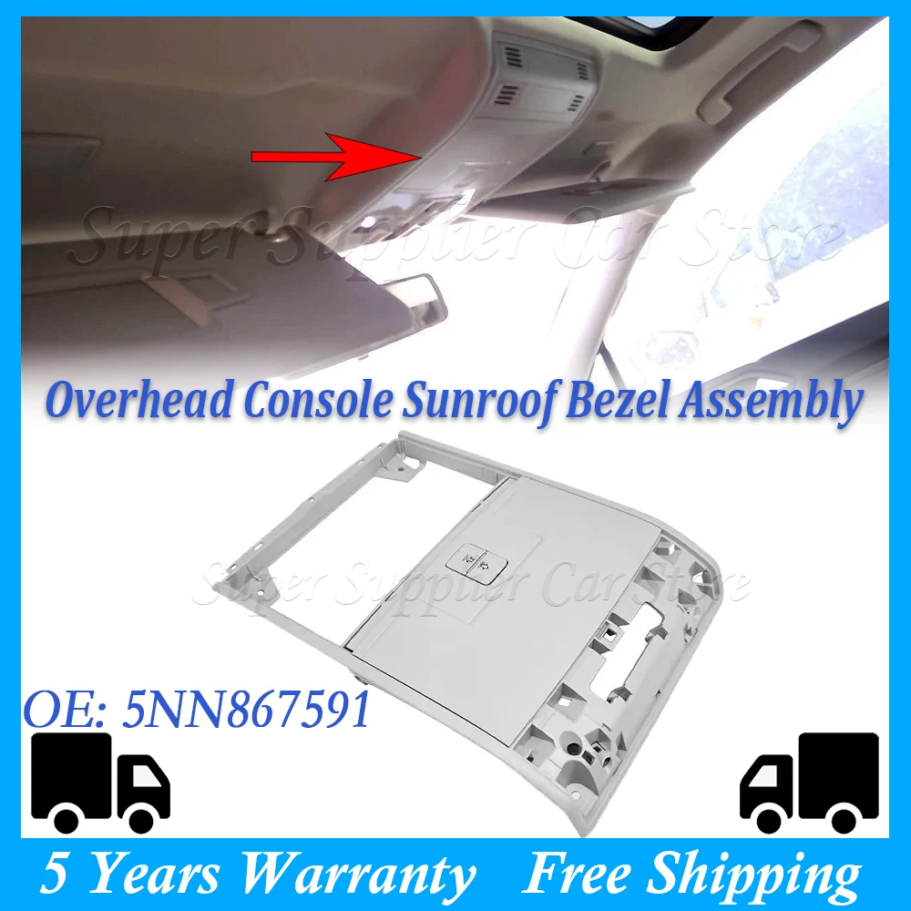 

1PC Car Overhead Console Sunroof Bezel Assembly 5NN867591 For VW Taos 2022-2024 Tiguan 2018-2024 Over Head Trim Panel