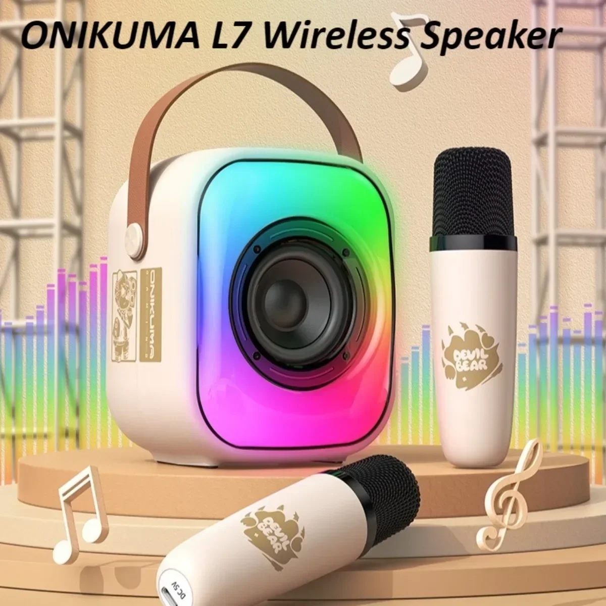 

ONIKUMA L7 Bluetooth Speaker Outdoor Home Portable Wireless Karaoke HIFI Stereo Surround Intelligent Audio System RGB Lights