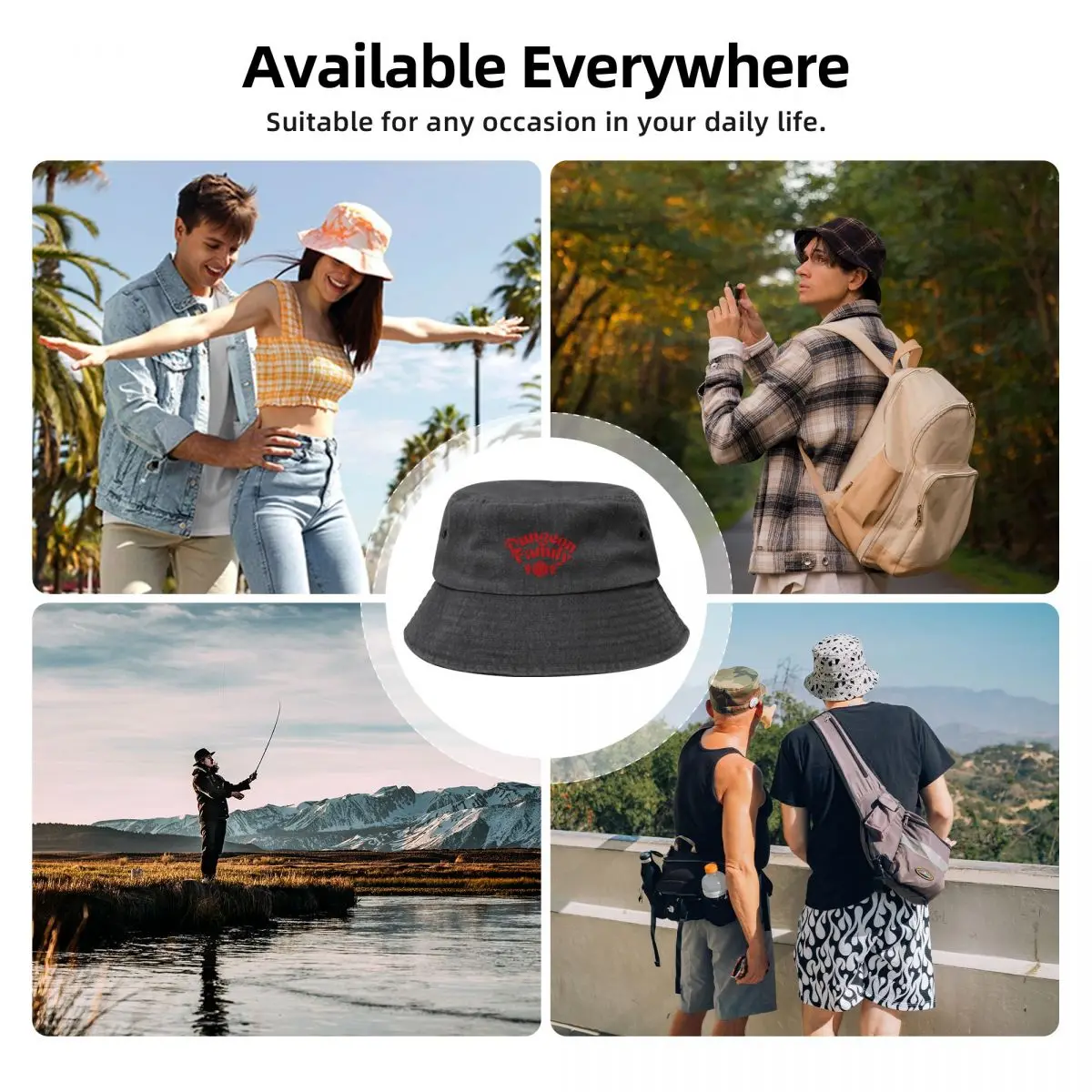 Dungeon Family DND Logo Bucket Hat benutzerdefinierte Kappen Lustige Hüte Westernhut Damen Strand Outlet 2025, Herren
