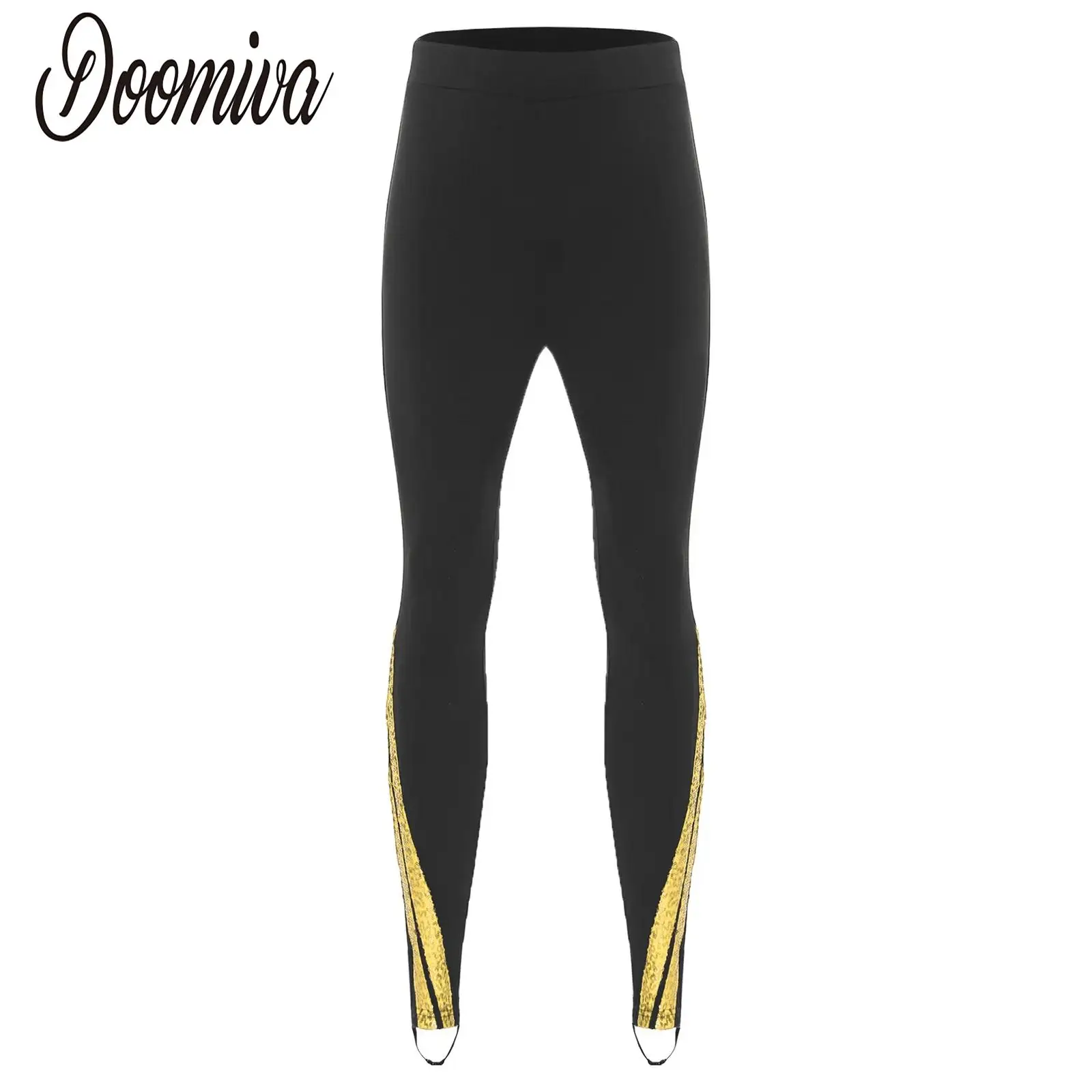 

Mens Figure Skating Leggings Costume Dancewear Ballet Rhythmic Gymnastic Yoga Ice Skating Bottoms Elastic Straps Stirrup Pants