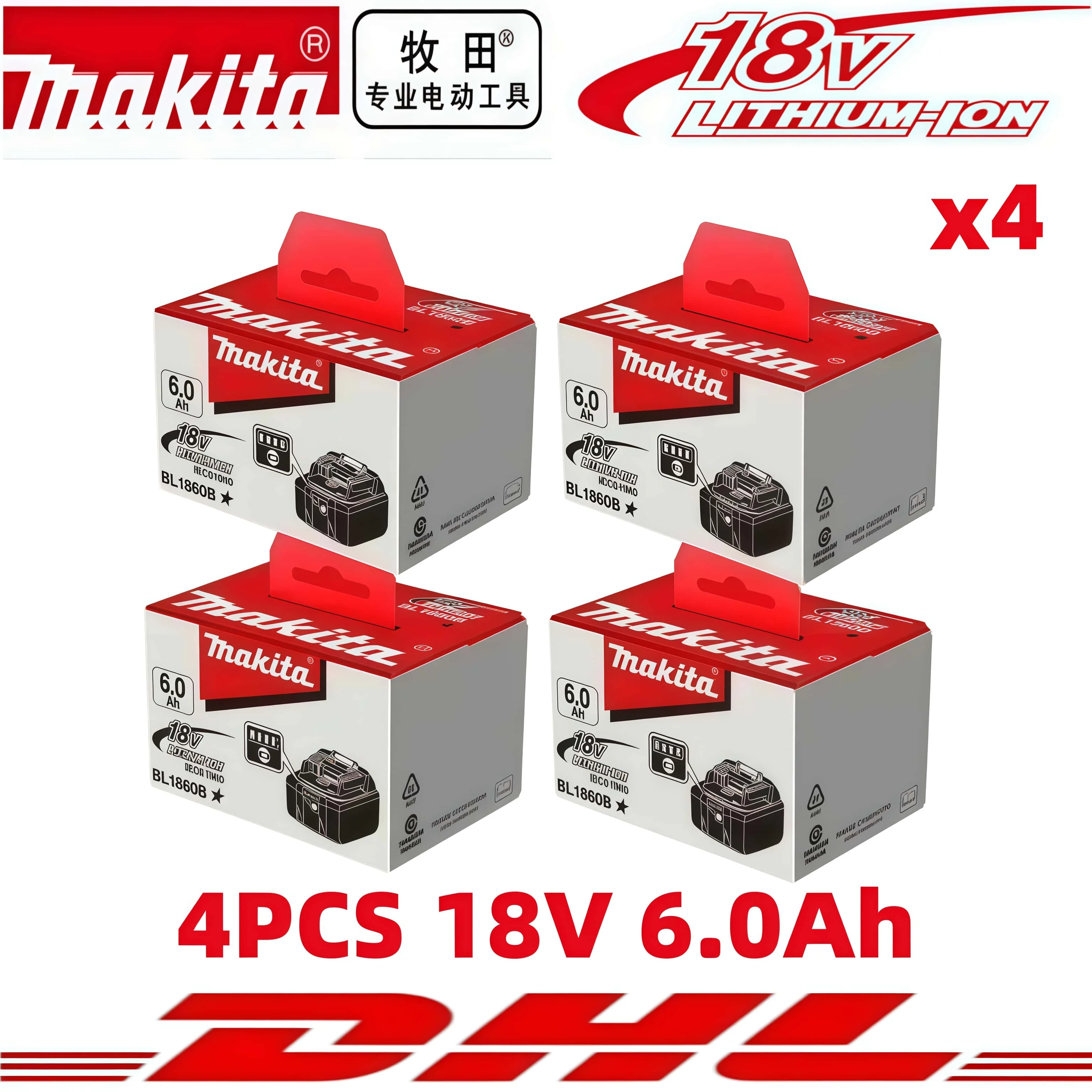 Original Makita 18V 6.0Ah Battery Specially Designed for Heavy-Duty Applications, Suitable for LXT BL1840 BL1850 BL1860 TD173D