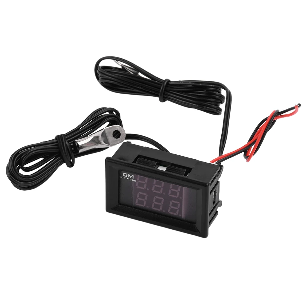 DC 4V to 28V 0.28 Inch Mini LED Dual Display Digital Temperature Sensor NTC Waterproof Metal Probe Temperature Tester