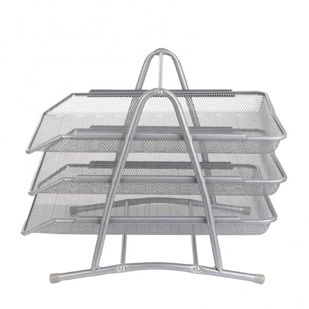 File Storage Tray Creative Anti-Rust 3 Layers Metal Wide Entry Desk File Document Letter Tray Rack File Organizer