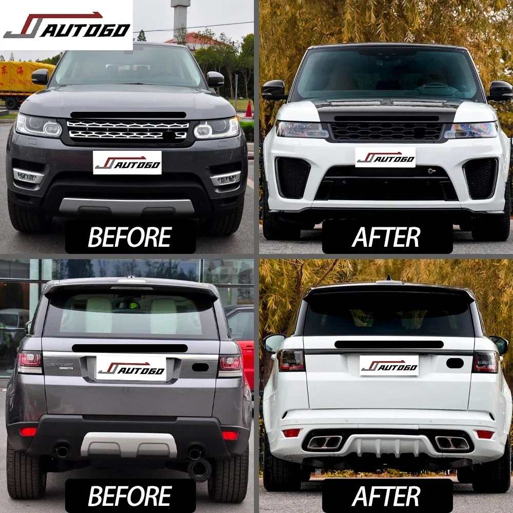 BodyKit For Range Rover Sport 2014 2015 2016 2017 upgrade to Racing 2020 SVR Style Front+Rear Bumper+Grille+Side Skirt assembly