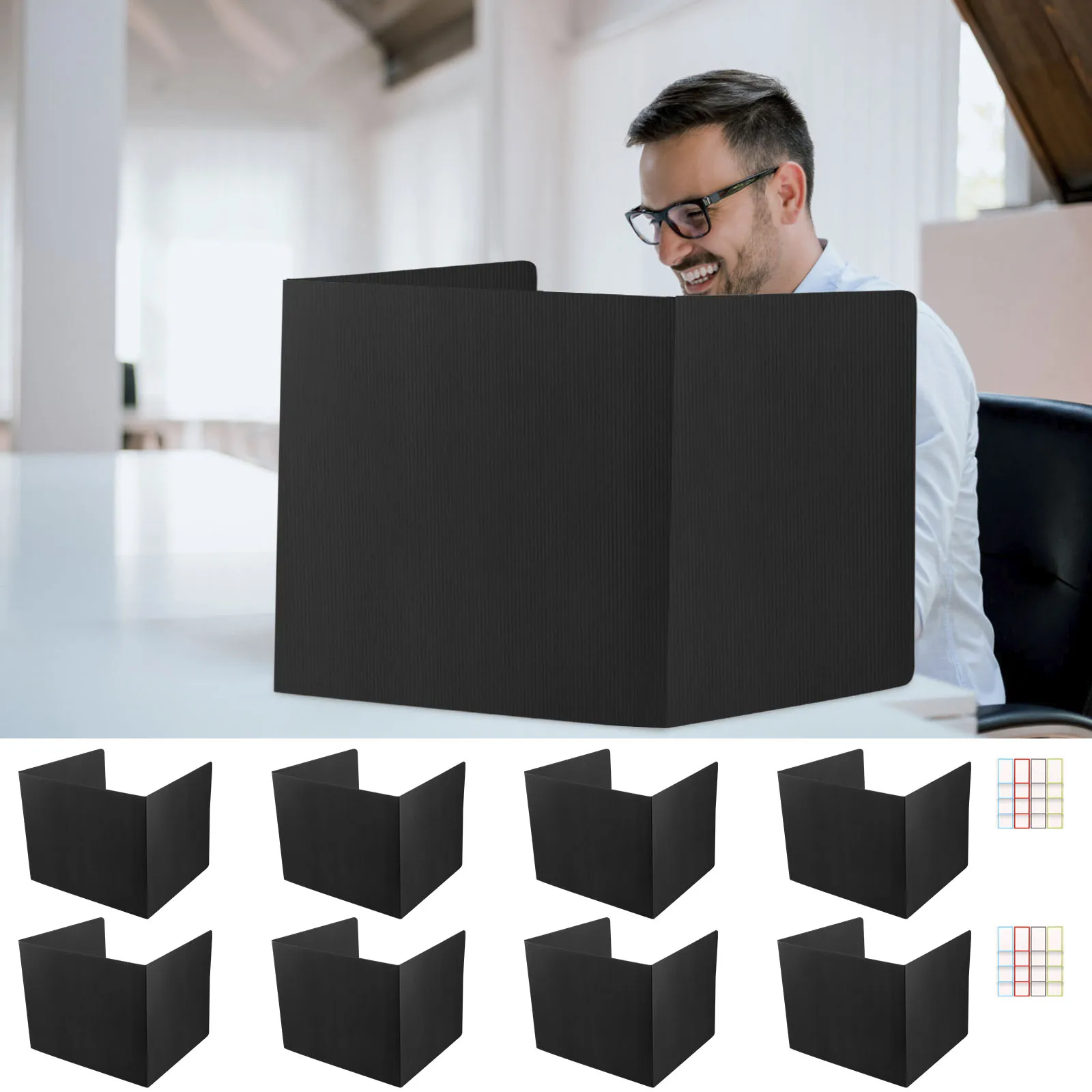 

8Pcs Desktop Privacy Divider with Stickers Reusable Plastic Study Carrel Divider for Student Testing and Easy Privacy Protection