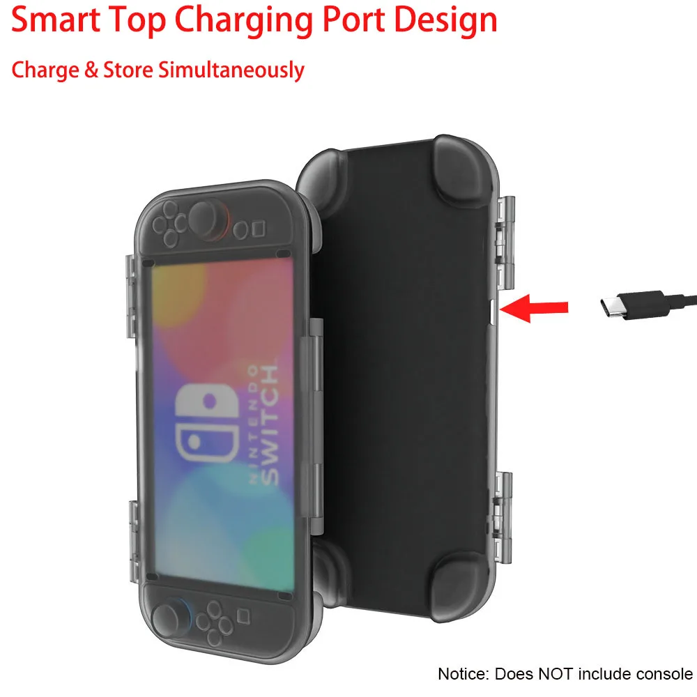 Transparent Charging Storage Case compatible with Switch 2 - NS2 Slim Matte Flip PC Hard Case , Dust-Free Tempered Film