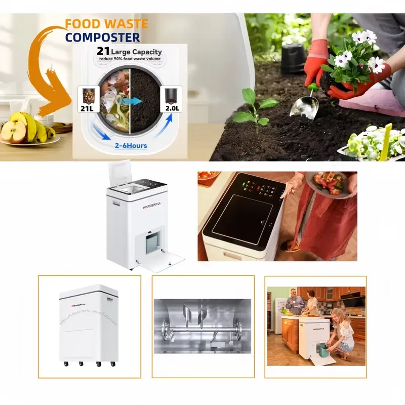 7L Electric Kitchen Food Waste Composter Machine Organic Fertilizer Maker Home Garden Composting Bin for Household Use